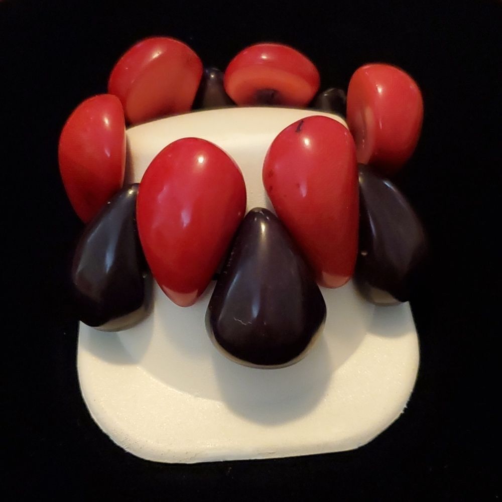 Tagua Nut Red Brown Bracelet